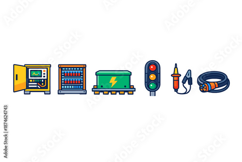 Collection of electrical equipment icons