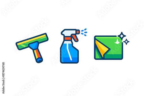 Cleaning service icons set