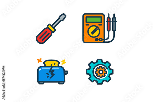 Repair and electrical icons