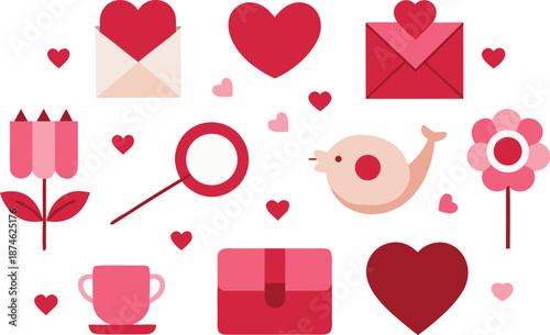 Celebrate valentine's day with love and warmth isolated on transparent background, Vector, illustration