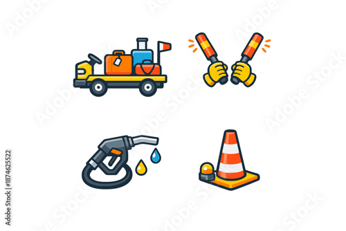 Airport service icons set