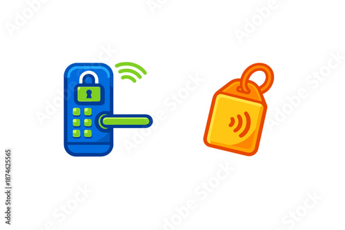 Smart Lock and RFID Tag Illustration