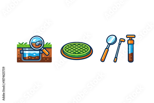 Set of scientific and inspection icons