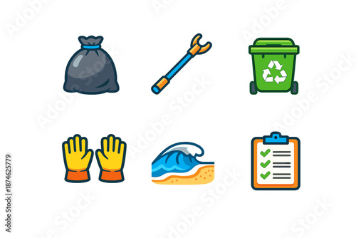 Collection of environmental cleanup icons