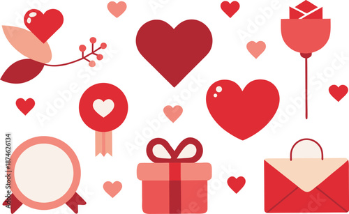 Celebrate valentine's day with love and gifts isolated on transparent background, Vector, illustration