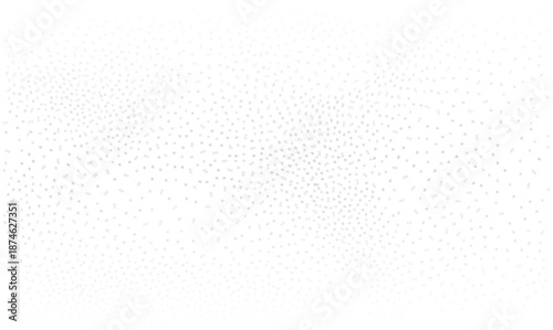 Abstract white vector background with scattered light gray dots creating a subtle noise texture. Random grain particle pattern for graphic design overlays. Monochrome stipple effect wallpaper.