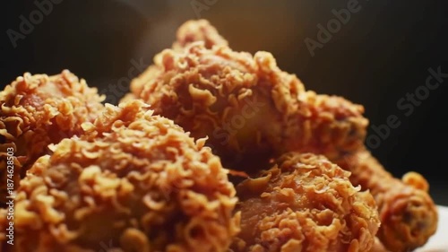 Hot Crispy Fried Chicken Freshly Served Cinematic Video for Fast Food Commercial Use