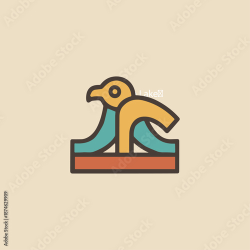 Horus Falcon hieroglyphic icon logo flat vector design