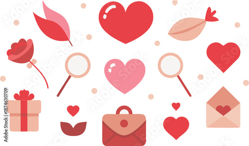 Celebrate valentine's day with heartfelt gifts and surprises isolated on transparent background, Vector, illustration