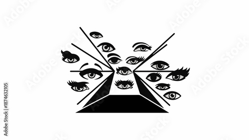 Multiple watchful eyes observing from a surreal, abstract perspective