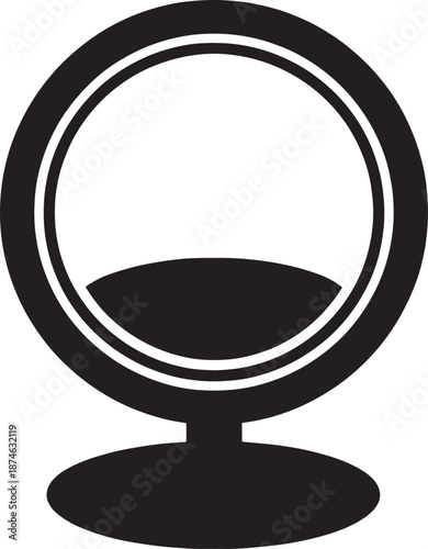 Black office chair with circular back and oval base simple