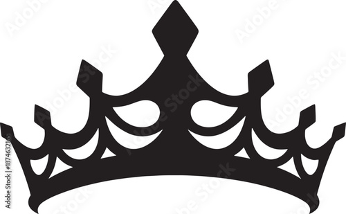 Black outline of a royal crown symbol with pointed tips and decorative cutouts royalty