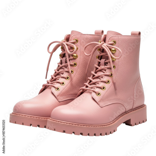 Light pink lace-up ankle boots