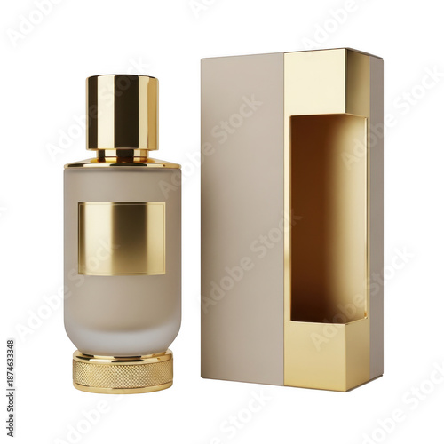 Elegant perfume bottle with golden accents