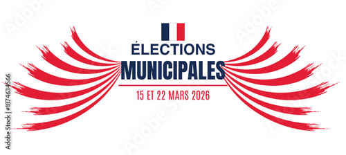 France Municipal Election 2026 Dynamic Poster with Red Brush Wings Design
