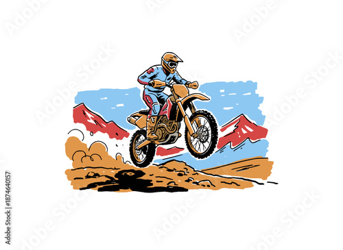 Dirt bike challenge artwork. Extreme motocross jump design. Off road adventure graphic print. Dirt bike artwork for t shirt print, poster, sticker, ba