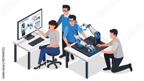 Collaborative innovation in robotics design with team of engineers and programmers