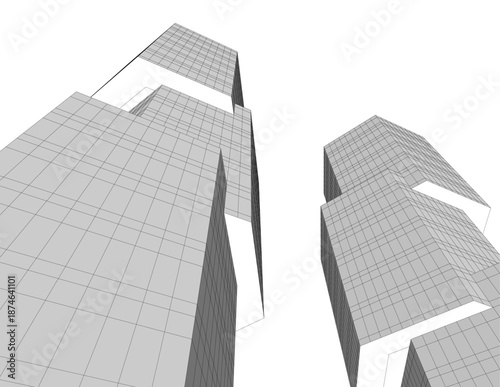 Architectural drawing 3d vector drawing