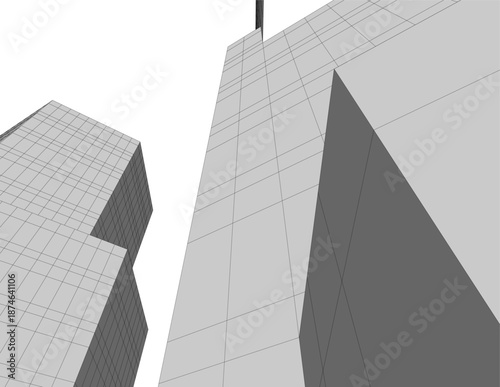 Architectural drawing 3d vector drawing