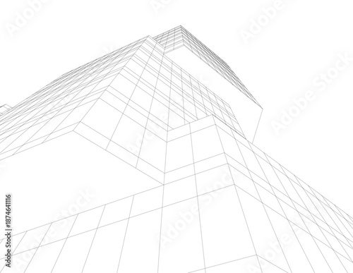 Architectural drawing 3d vector drawing
