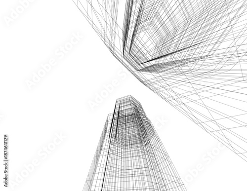 Architectural drawing 3d vector drawing