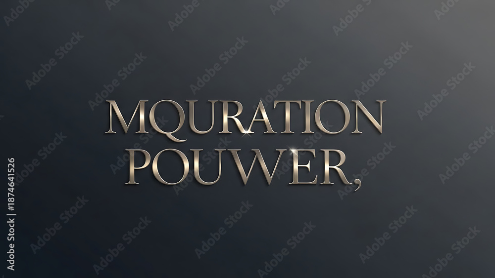 Fototapeta premium Gold text reading Mquration Pouwer on black background isolated on a transparent background