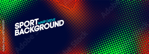 Sport pattern background with halftone jersey and grunge line stripe. Blue texture and speed element for tshirt style with black sporty graphic. Sublime green orange abstract tone through.