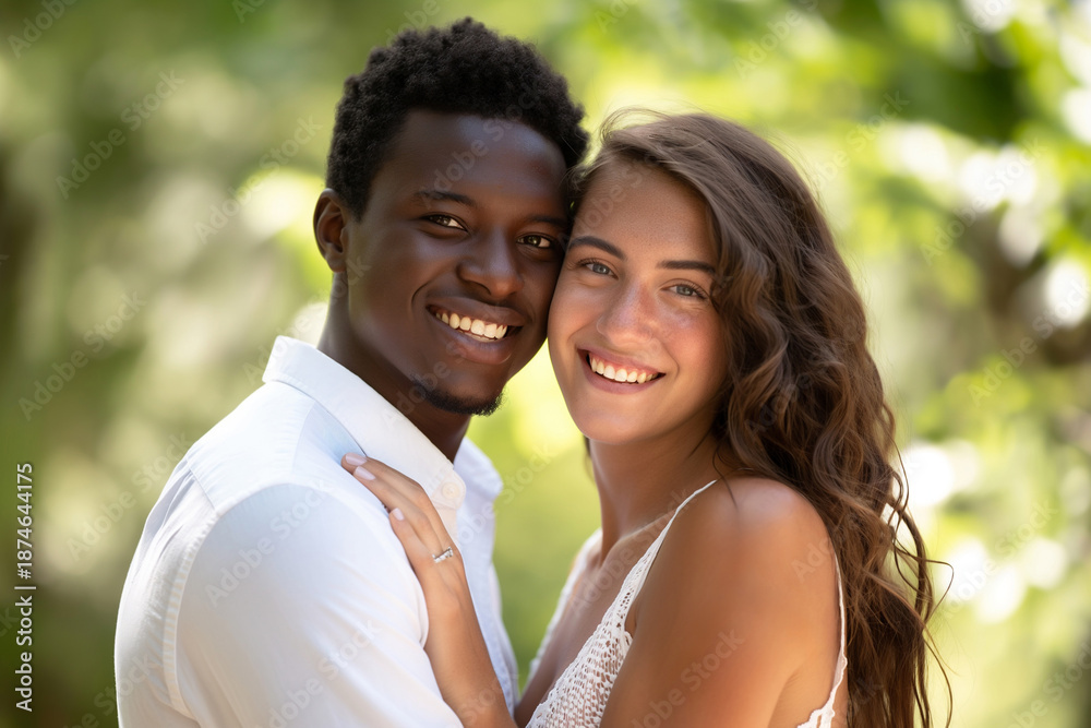 Fototapeta premium Portrait of interracial couple in love