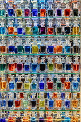 Wall Of Perfumes In Glass Vials