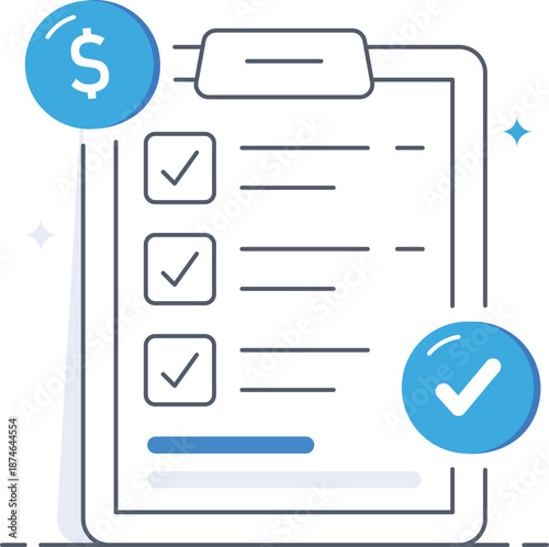 Business clipboard checklist with dollar sign for budget management isometric flat vector illustration