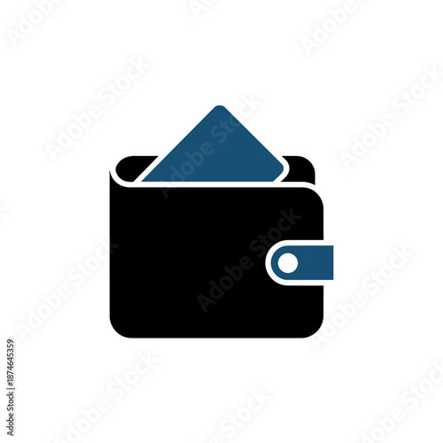 Blue and black minimalist wallet icon isolated on transparent background