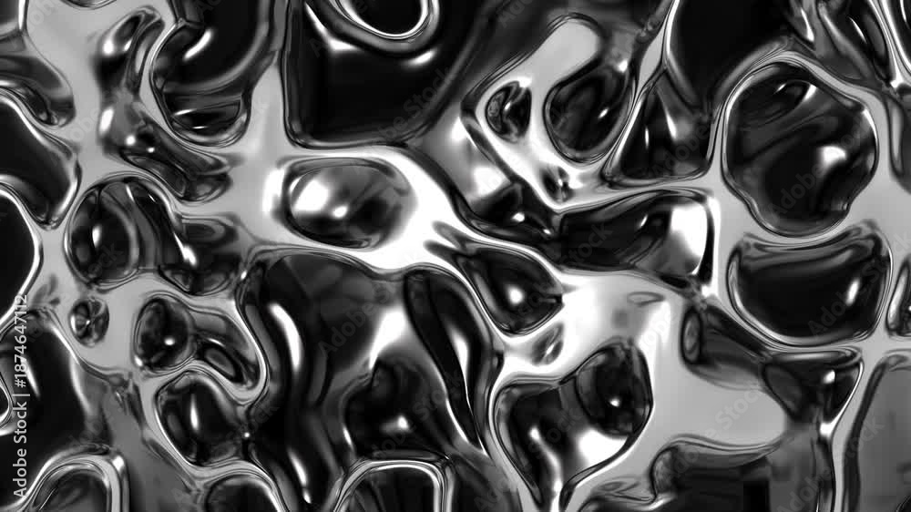 Abstract liquid metal surface with smooth organic shapes and high-gloss ...