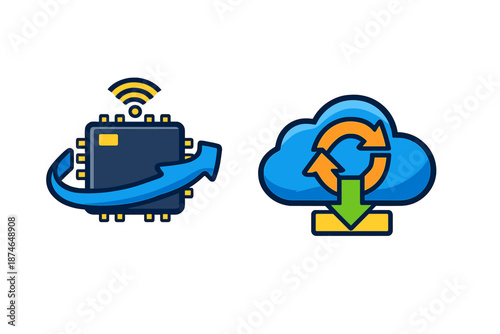 Cloud Computing and IoT Chip Icons