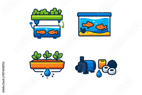 Aquaponics and Hydroponics Icons