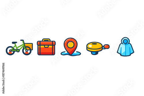 Set of stylized delivery icons on a gradient background