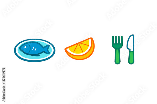 Food icons on a gradient background