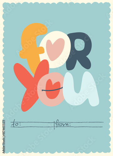Card hand drawn like a sketch. Vector element for greeting card, social media post. Love, Romance, Valentines Day concept