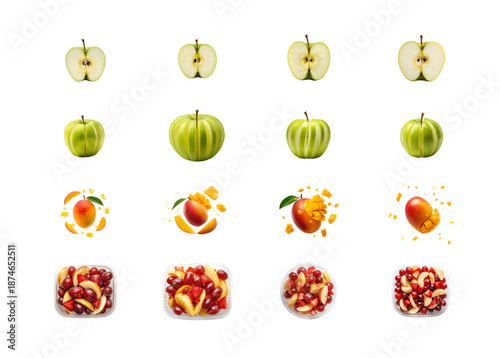 Fresh fruit assortment with apples, peaches, and pomegranates