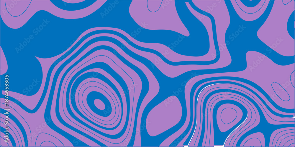 Fototapeta premium Seamless vector design featuring an abstract blue water wave pattern with geometric curves and line art ornaments for a decorative textile wallpaper backdrop