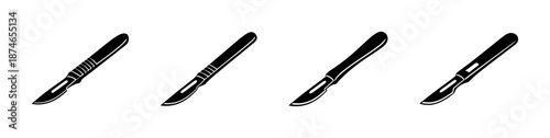 Surgical instruments vector icons set. medical scalpel symbol. surgery tools illustration.