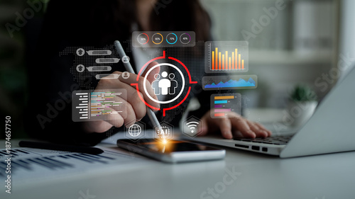 Bild auf Leinwand Target audience analytics enhances AI interaction platform, user engagement, and