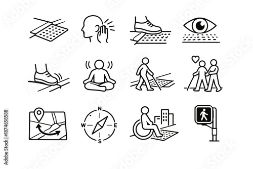 Icon accessibility detect tactile awareness inclusive vector icons cue sensory near urban