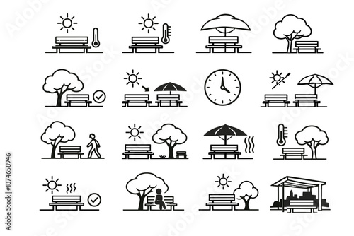 Concept basics icon habits vector comfort seating bench shaded use clarity