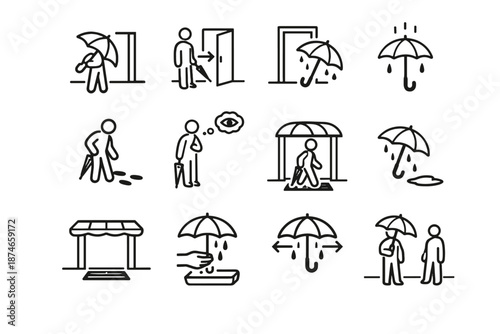 Positioning angle flow umbrella icons step cue icon logic vector mindful foresight