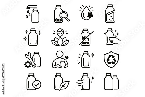 Logic eco bottle awareness rinse friendly fresh avoidance icon habit vector immediately