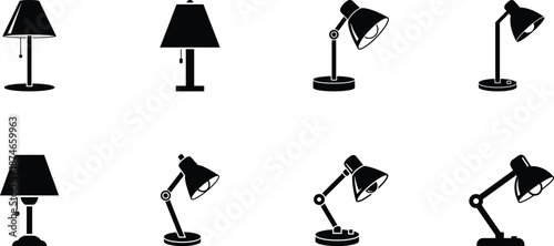 Collection of adjustable desk lamps in various positions