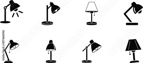 Collection of various desk lamp silhouettes in different positions