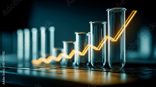 Futuristic laboratory image visualizing the correlation between research and growth