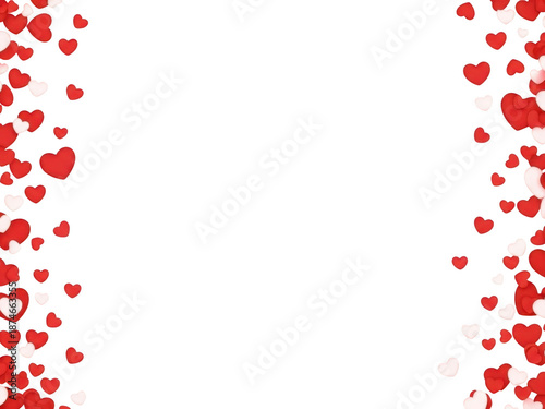 Valentines day background with red hearts on transparent background for love and romance