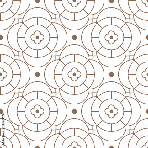 Seamless Geometric Grid Pattern with beige oval shapes. Lattice Texture background, Vector Art.